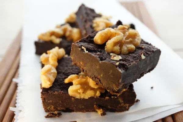 Black Bean, Date & Tahini Fudge, cut into squares