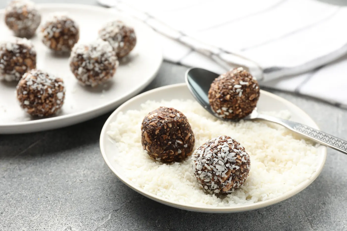 Hemp & Coconut Oil Laddoos with Date Filling and Cacao Coating
